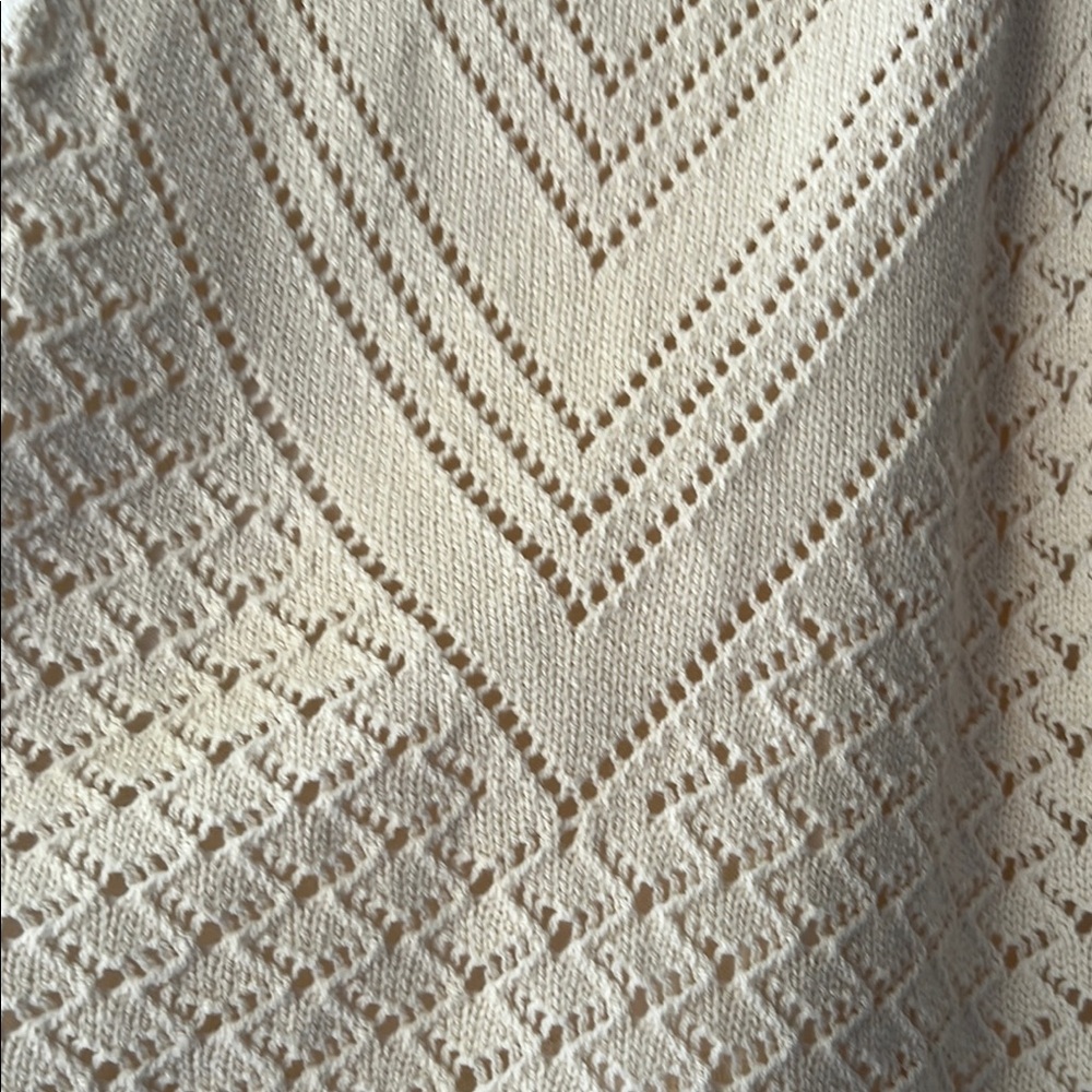 Freshman 1996 Retro High Neck Cream Knit Sleeveless Cropped Sweater Top SZ L EUC - Picture 8 of 8